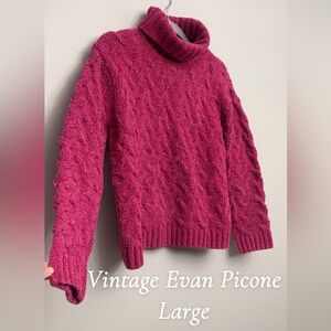 Vintage Evan Picone Fuchsia Cowl Neck Sweater